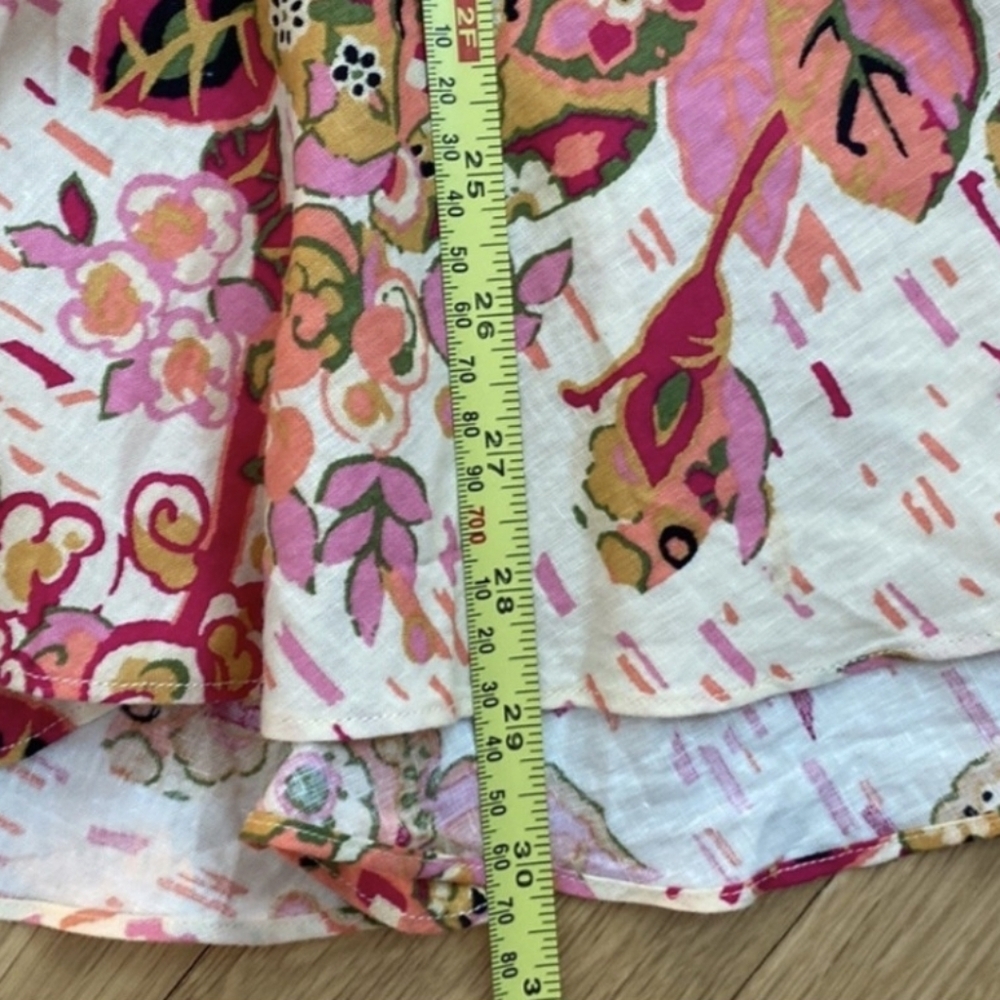 Free People Summer in Tulum Tunic Dress M Pink Combo Ruffle Tie Back - NWT - Picture 10 of 12